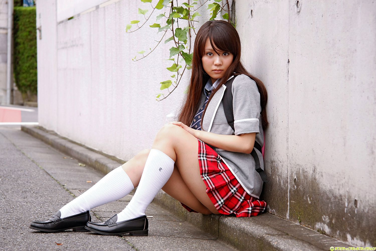 College asian girl post sock strip